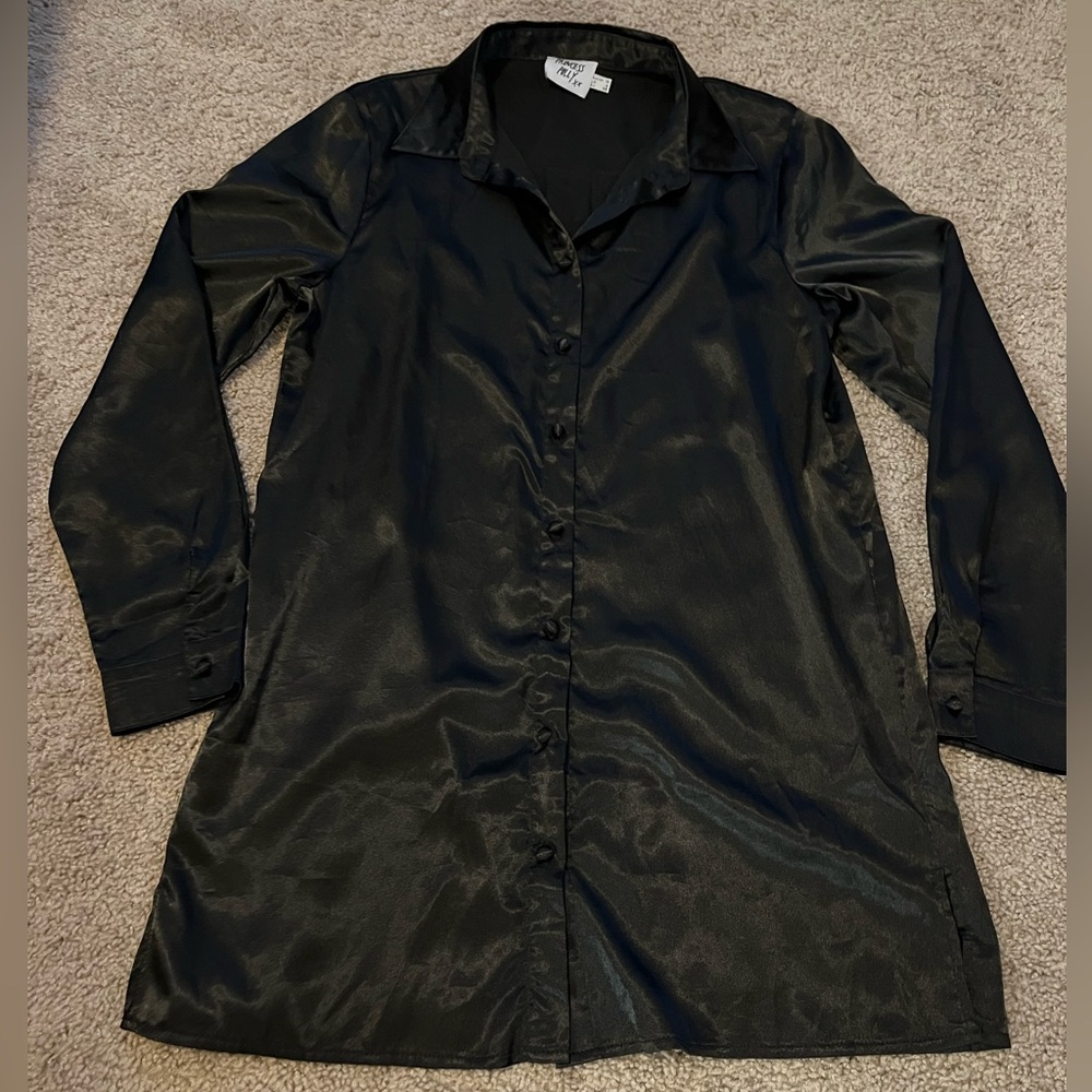 Princess Polly black satin tshirt dress